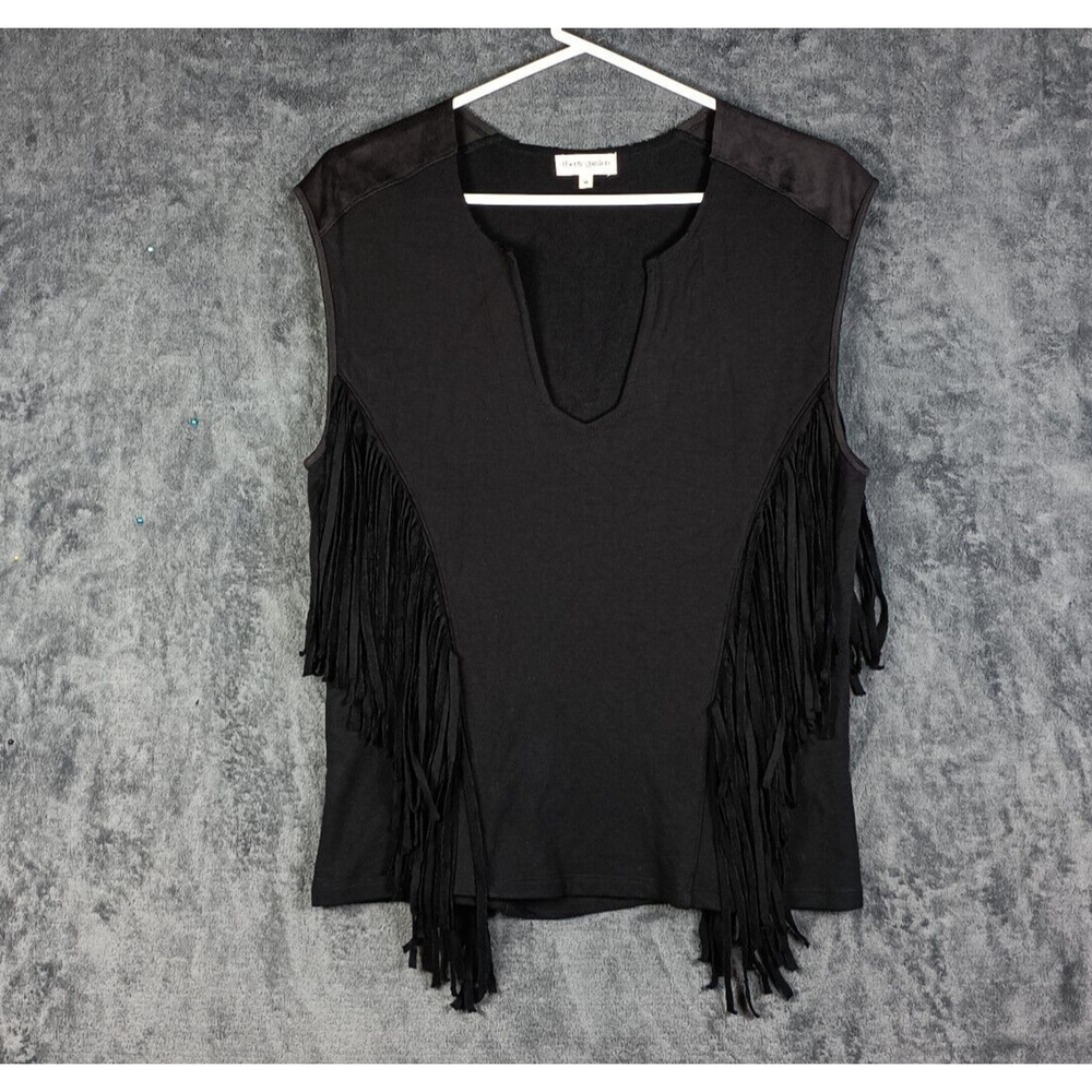 Fringe Sleeveless Tank Top - Black